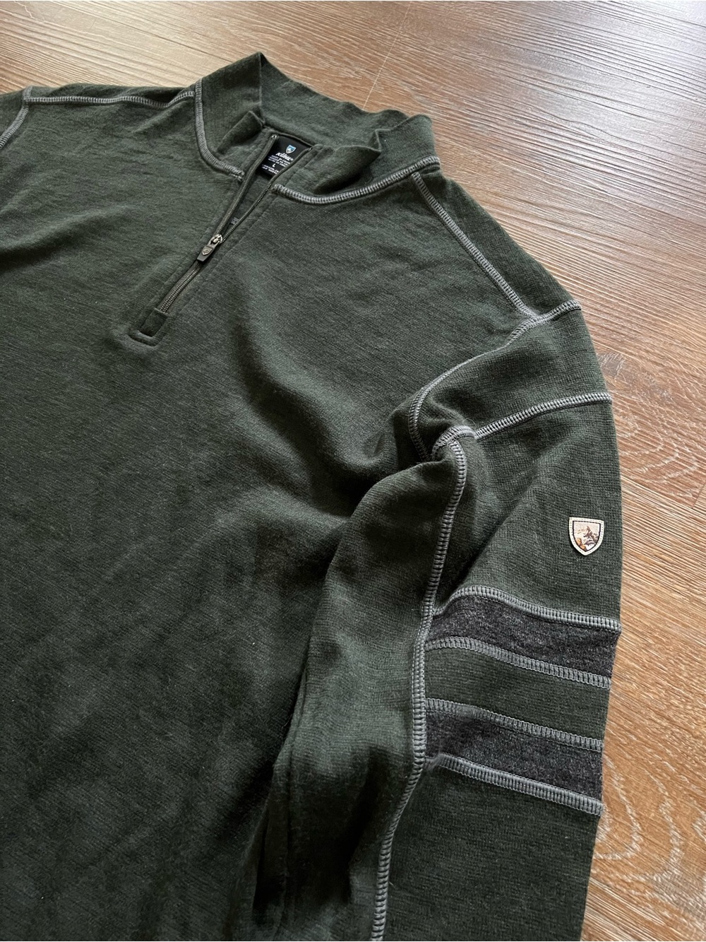 KÜHL 100% Merino Wool Quarter Zip Base Layer | Forest Green | Large - Picture 5 of 15
